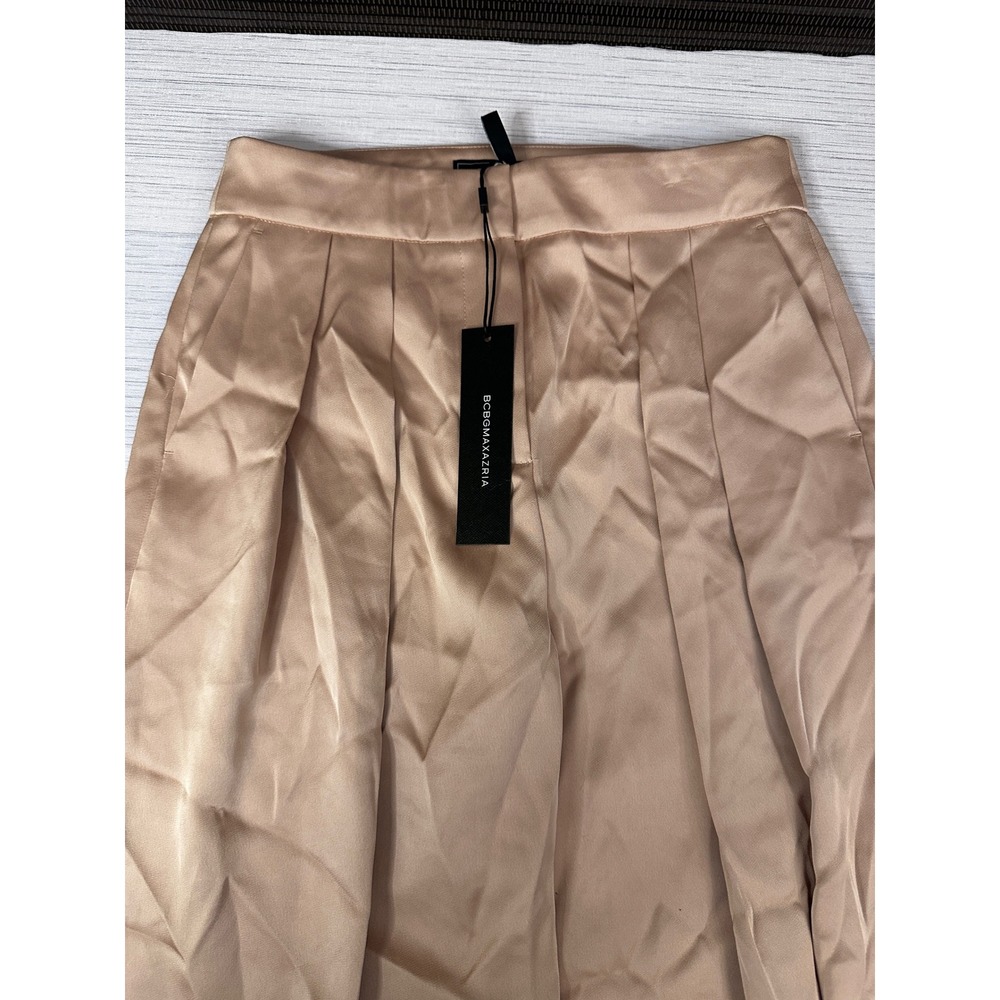 BCBGMAXAZRIA Dusty Pink Satin Wide Leg Pleated Trousers Pants 2W07B08 Size 2 NEW - Picture 7 of 8